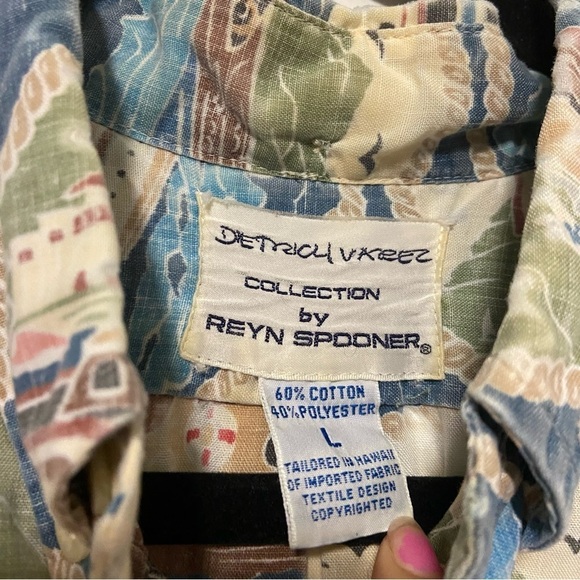Vintage Reyn Spooner Detrich Varez Boat print Hawaiian Shirt Size L - Picture 2 of 7